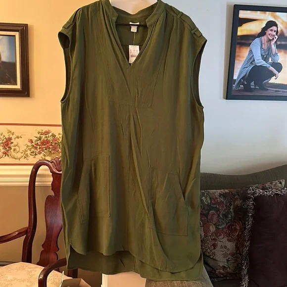 NWT J. Crew olive green sleeveless viscose dress NWT J. Crew olive green sleeveless viscose dress